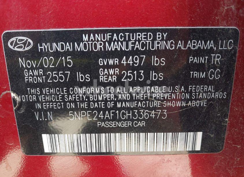 Photo 9 of 2016 Hyundai Sonata SE (VIN 5NPE24AF1GH336473)