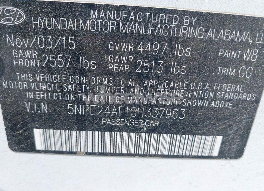 Photo 9 of 2016 Hyundai Sonata SE (VIN 5NPE24AF1GH337963)