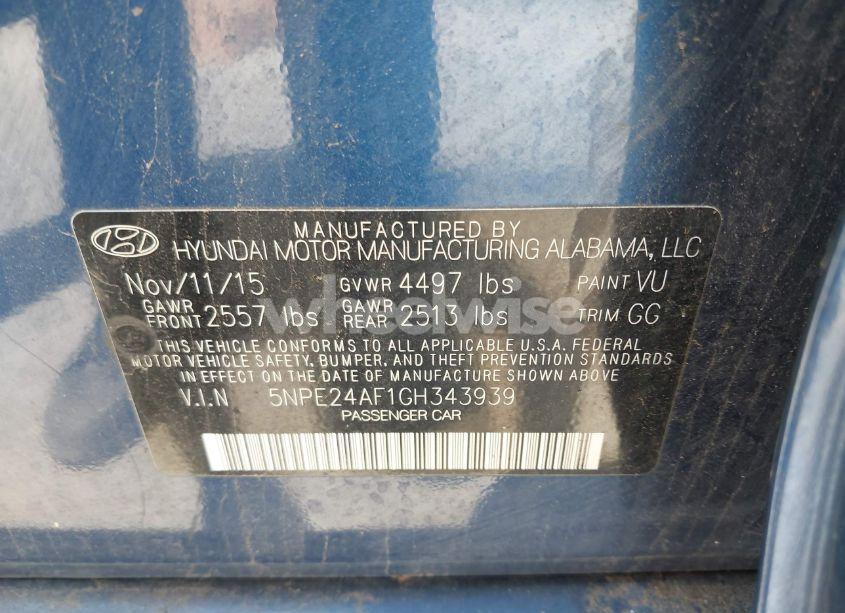 Photo 9 of 2016 Hyundai Sonata SE (VIN 5NPE24AF1GH343939)