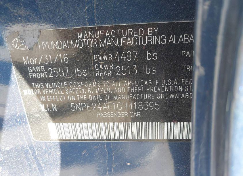 Photo 9 of 2016 Hyundai Sonata (VIN 5NPE24AF1GH418395)