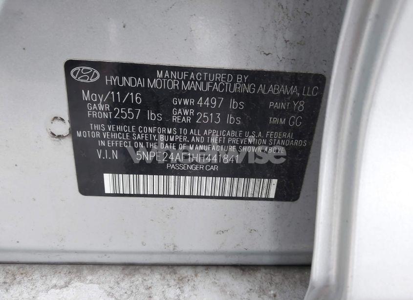 Photo 9 of 2017 Hyundai Sonata (VIN 5NPE24AF1HH441841)