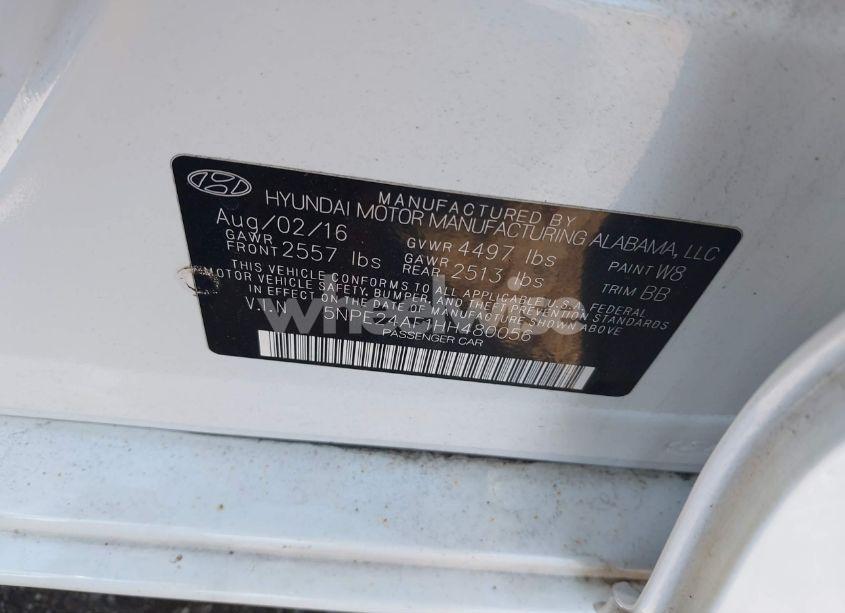 Photo 9 of 2017 Hyundai Sonata SE (VIN 5NPE24AF1HH480056)