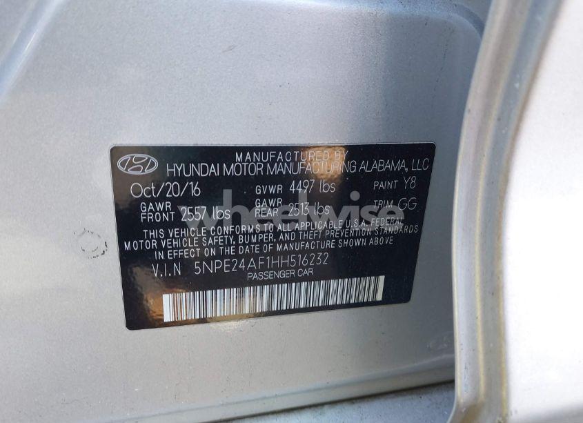 Photo 9 of 2017 Hyundai Sonata (VIN 5NPE24AF1HH516232)