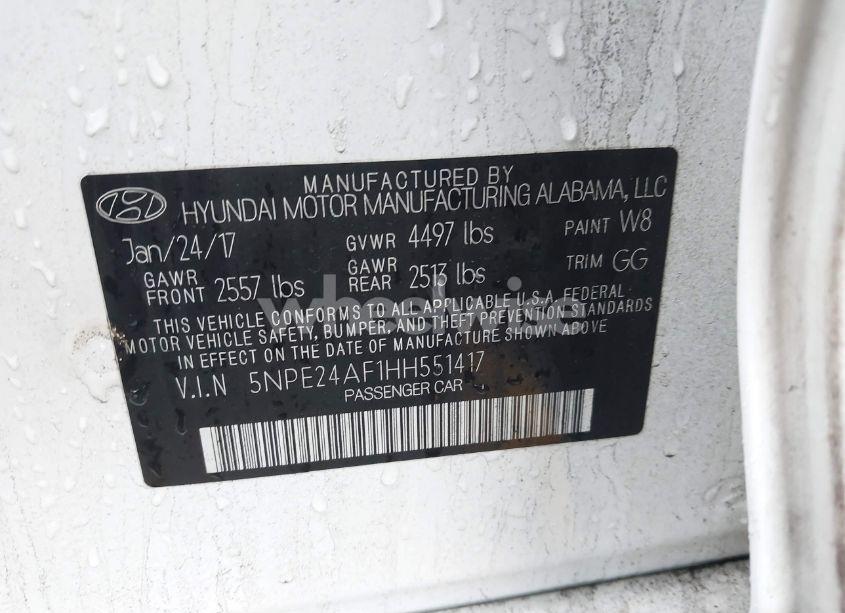 Photo 9 of 2017 Hyundai Sonata SE (VIN 5NPE24AF1HH551417)