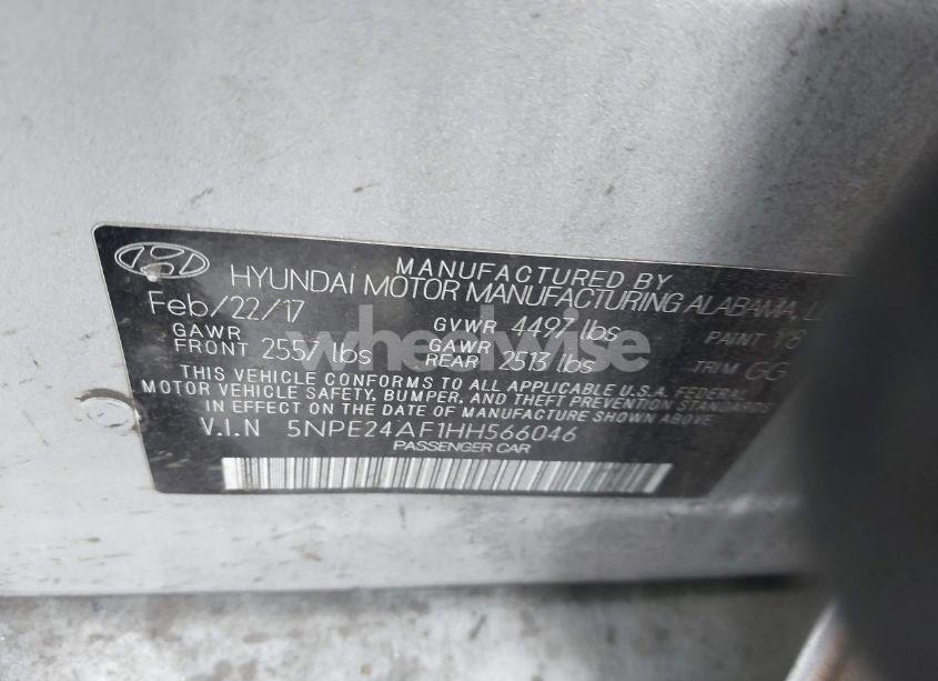Photo 9 of 2017 Hyundai Sonata (VIN 5NPE24AF1HH566046)