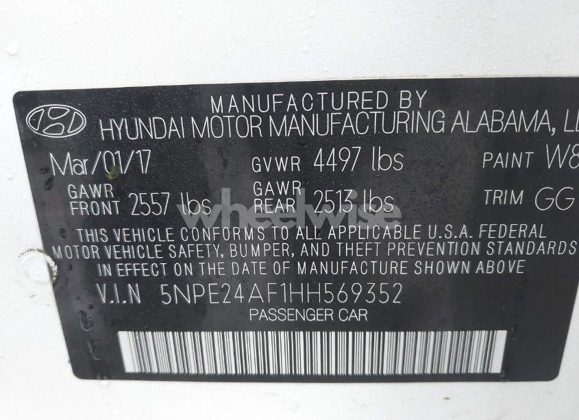 Photo 9 of 2017 Hyundai Sonata (VIN 5NPE24AF1HH569352)