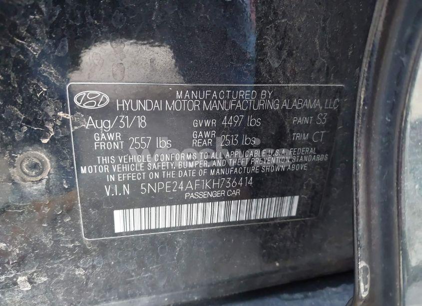 Photo 9 of 2019 Hyundai Sonata SE (VIN 5NPE24AF1KH736414)