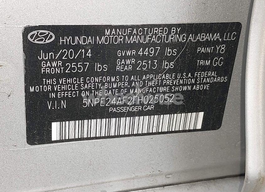 Photo 9 of 2015 Hyundai Sonata SE (VIN 5NPE24AF2FH025052)