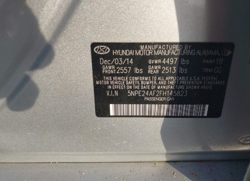 Photo 9 of 2015 Hyundai Sonata SE (VIN 5NPE24AF2FH145823)