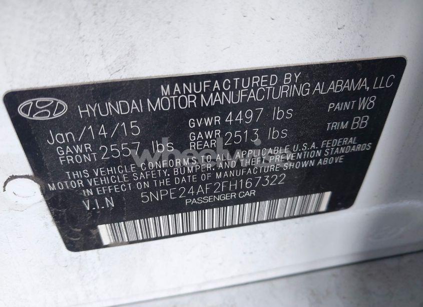 Photo 9 of 2015 Hyundai Sonata SE (VIN 5NPE24AF2FH167322)