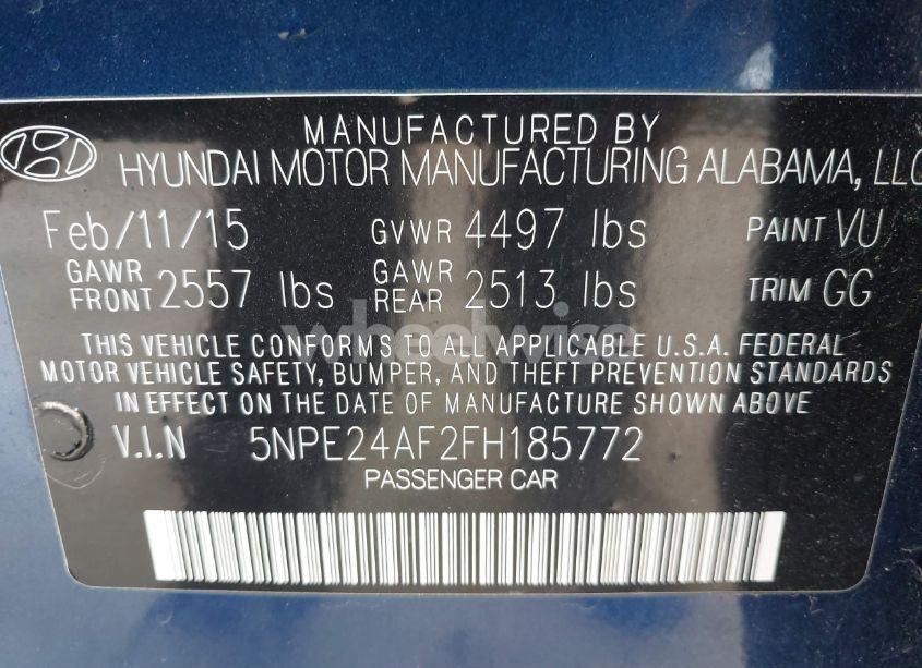 Photo 9 of 2015 Hyundai Sonata SE (VIN 5NPE24AF2FH185772)