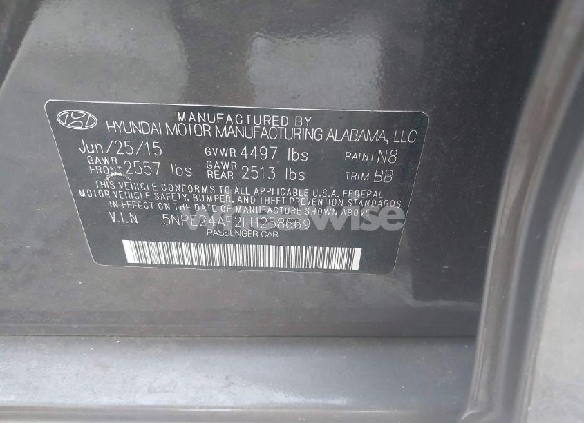 Photo 9 of 2015 Hyundai Sonata SE (VIN 5NPE24AF2FH258669)