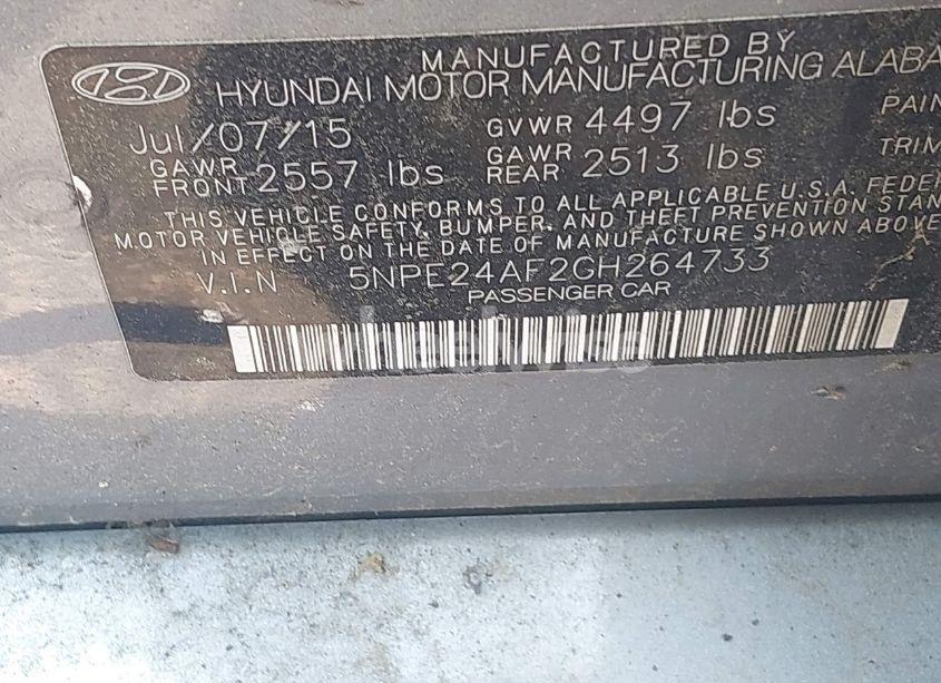 Photo 9 of 2016 Hyundai Sonata SE (VIN 5NPE24AF2GH264733)