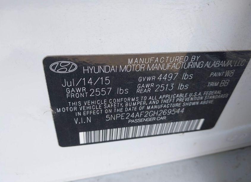 Photo 9 of 2016 Hyundai Sonata SE (VIN 5NPE24AF2GH269544)