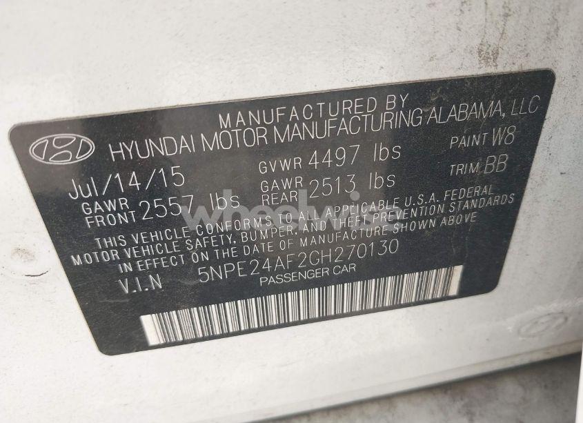 Photo 9 of 2016 Hyundai Sonata SE (VIN 5NPE24AF2GH270130)
