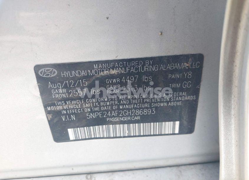 Photo 9 of 2016 Hyundai Sonata SE (VIN 5NPE24AF2GH286893)