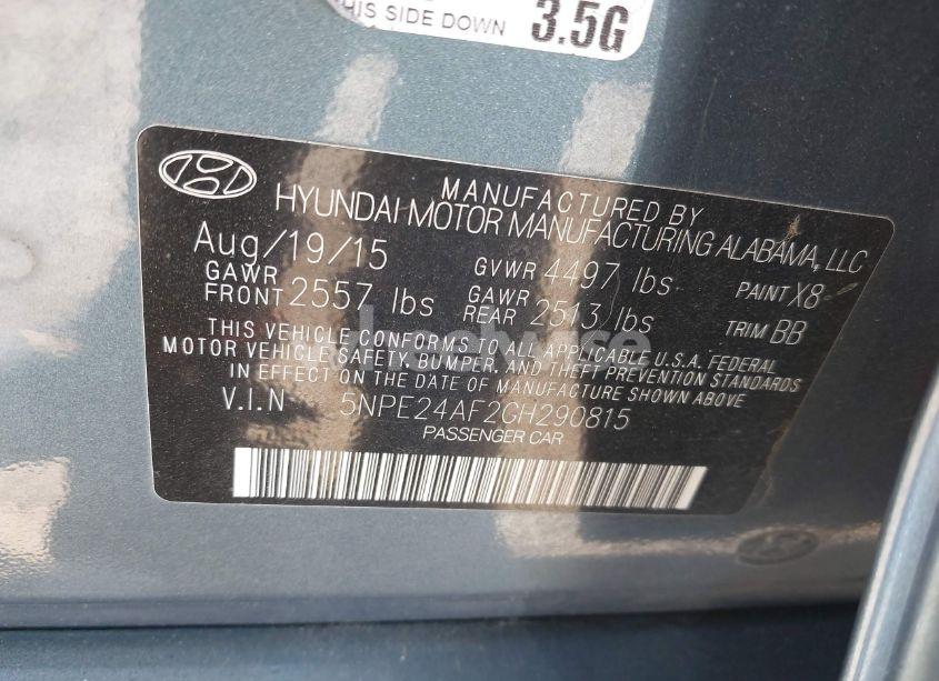 Photo 9 of 2016 Hyundai Sonata SE (VIN 5NPE24AF2GH290815)