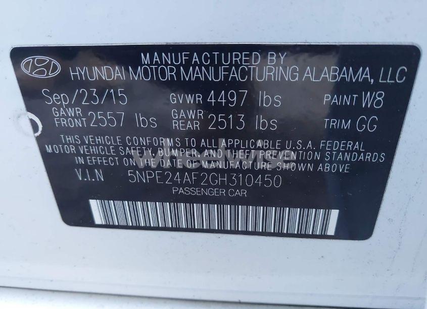 Photo 9 of 2016 Hyundai Sonata SE (VIN 5NPE24AF2GH310450)