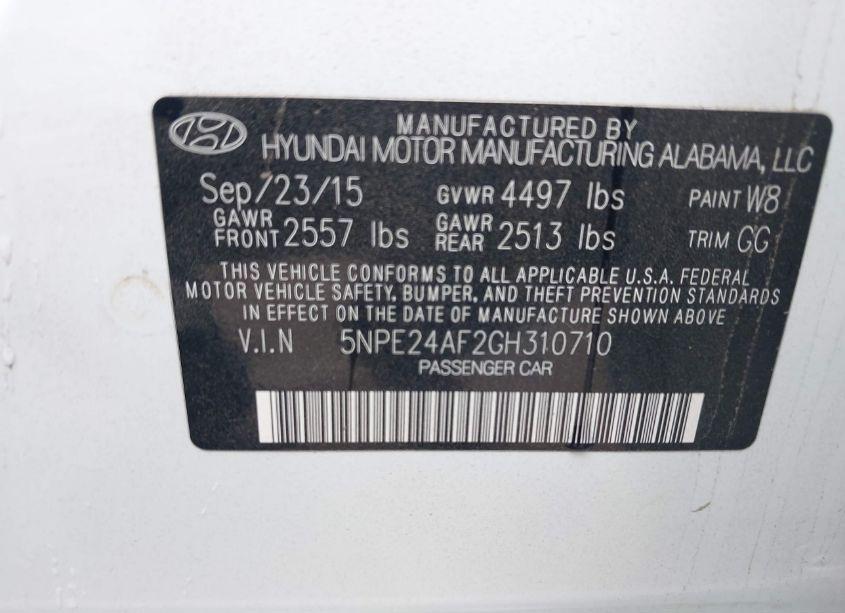 Photo 9 of 2016 Hyundai Sonata SE (VIN 5NPE24AF2GH310710)
