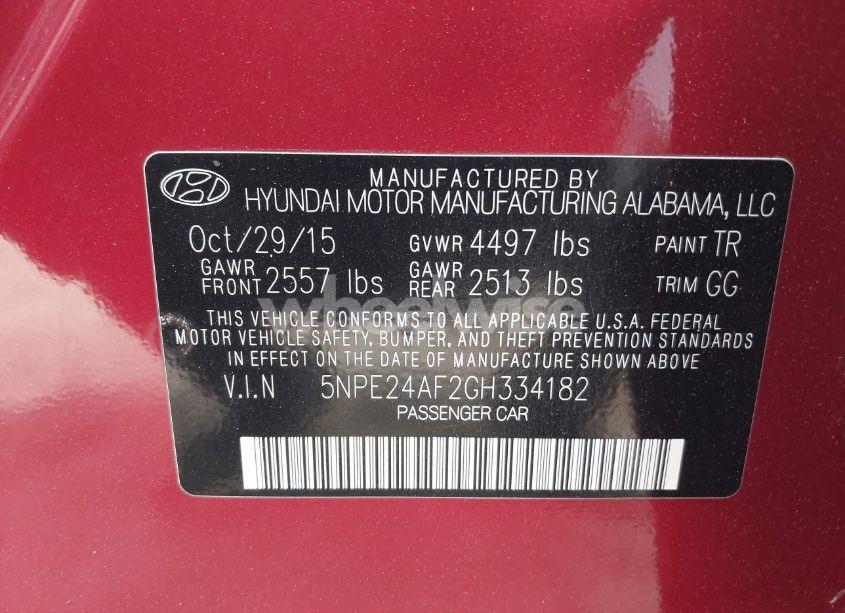 Photo 9 of 2016 Hyundai Sonata SE (VIN 5NPE24AF2GH334182)