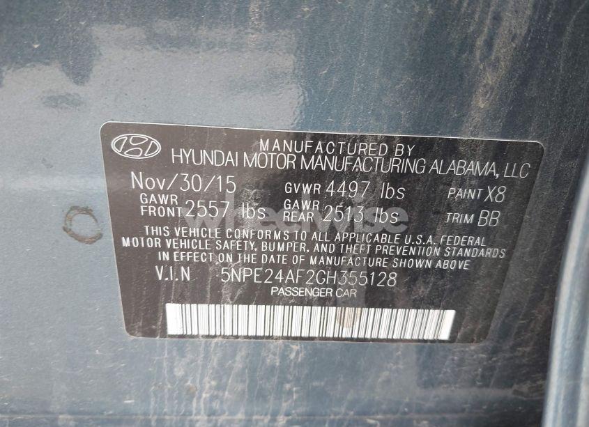 Photo 9 of 2016 Hyundai Sonata SE (VIN 5NPE24AF2GH355128)