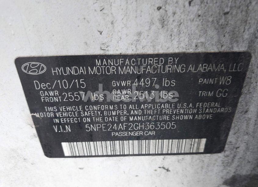 Photo 9 of 2016 Hyundai Sonata SE (VIN 5NPE24AF2GH363505)