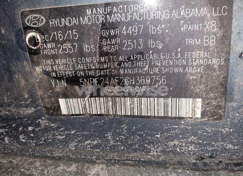 Photo 9 of 2016 Hyundai Sonata SE (VIN 5NPE24AF2GH369756)