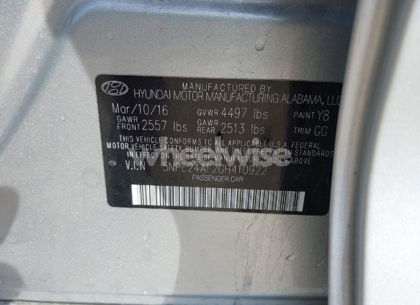 Photo 9 of 2016 Hyundai Sonata (VIN 5NPE24AF2GH410922)