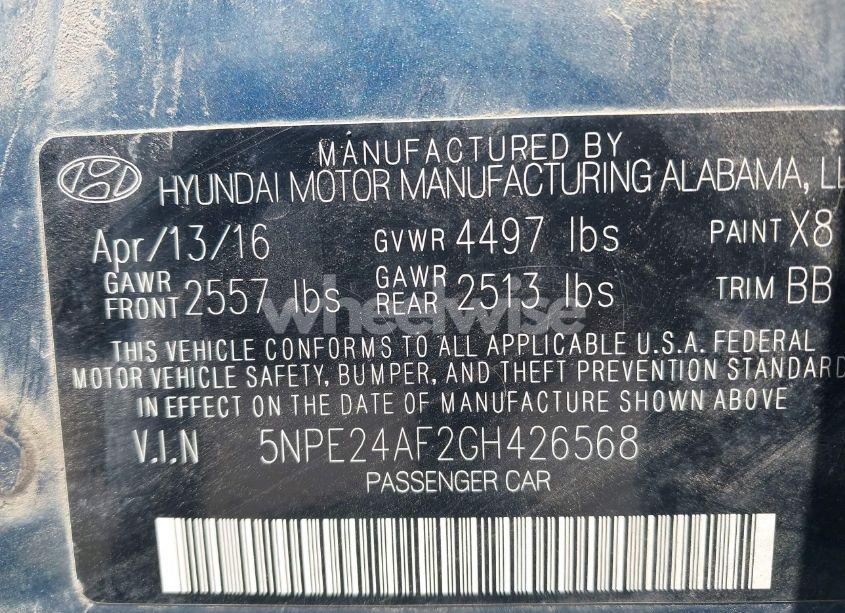 Photo 9 of 2016 Hyundai Sonata SE (VIN 5NPE24AF2GH426568)