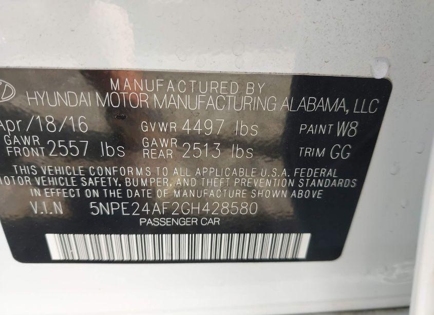 Photo 9 of 2016 Hyundai Sonata SE (VIN 5NPE24AF2GH428580)