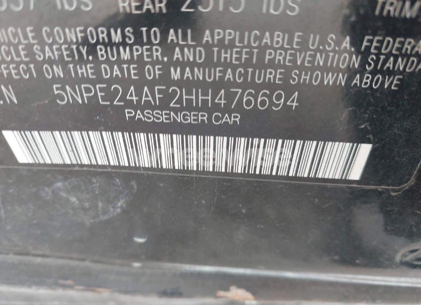 Photo 9 of 2017 Hyundai Sonata SE (VIN 5NPE24AF2HH476694)