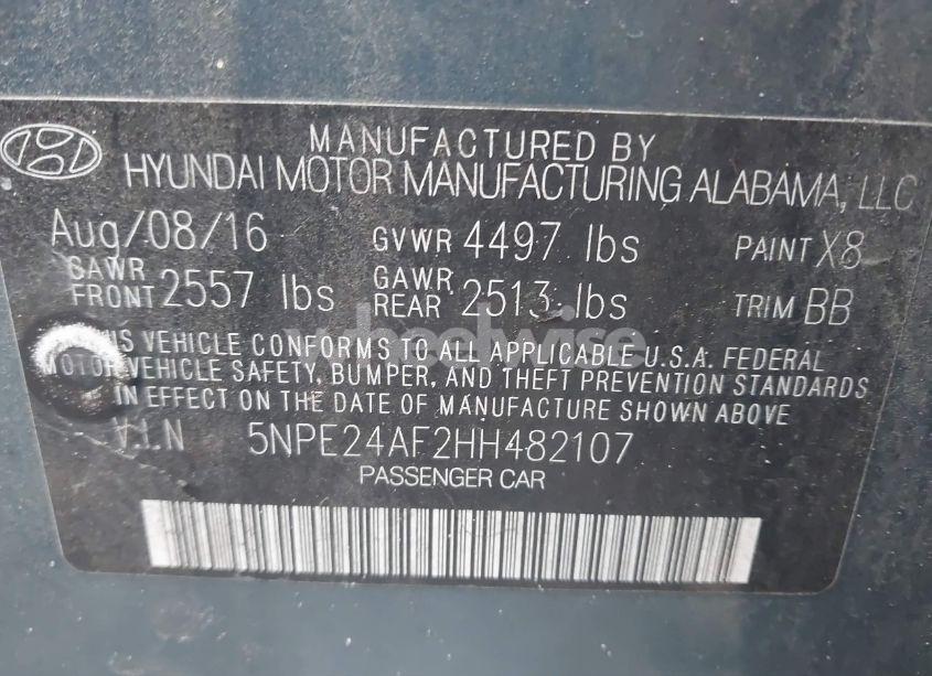 Photo 9 of 2017 Hyundai Sonata SE (VIN 5NPE24AF2HH482107)