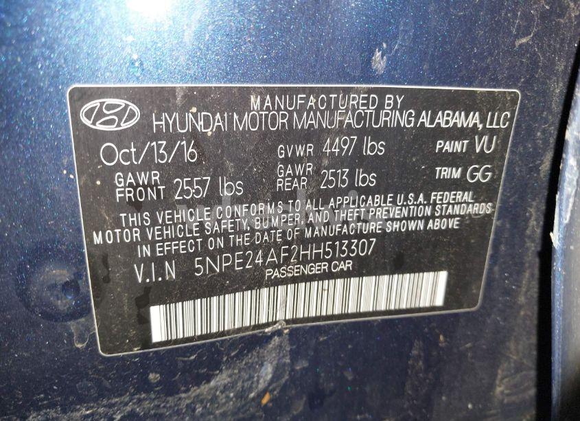 Photo 9 of 2017 Hyundai Sonata SE (VIN 5NPE24AF2HH513307)