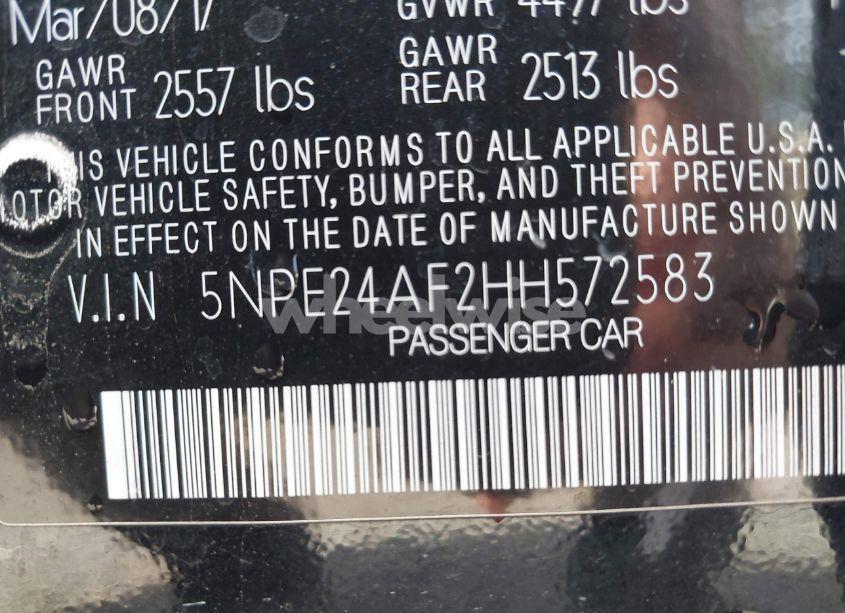 Photo 9 of 2017 Hyundai Sonata SE (VIN 5NPE24AF2HH572583)