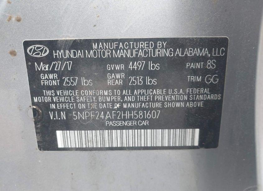 Photo 9 of 2017 Hyundai Sonata (VIN 5NPE24AF2HH581607)