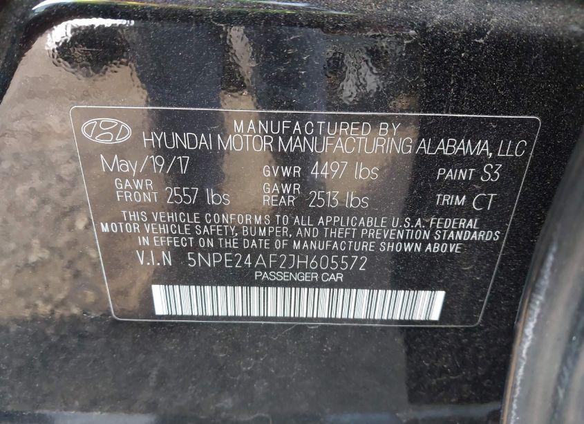 Photo 9 of 2018 Hyundai Sonata SE (VIN 5NPE24AF2JH605572)