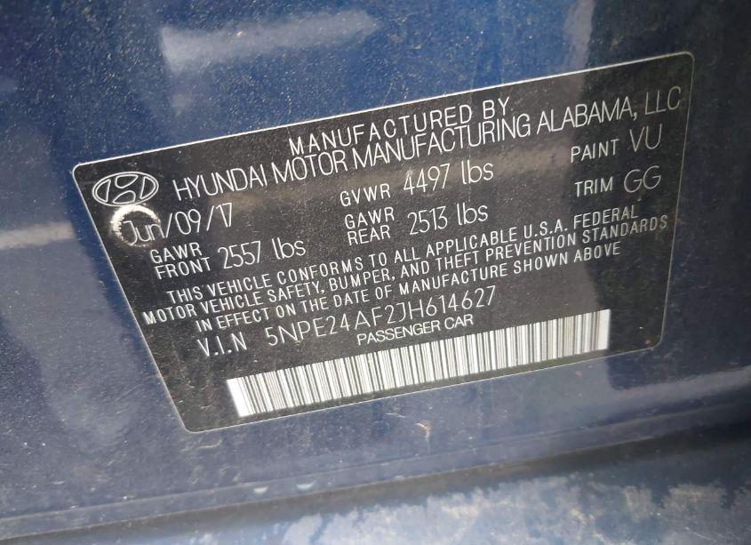 Photo 9 of 2018 Hyundai Sonata SE (VIN 5NPE24AF2JH614627)