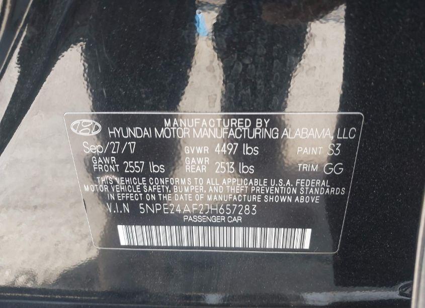 Photo 9 of 2018 Hyundai Sonata SE (VIN 5NPE24AF2JH657283)