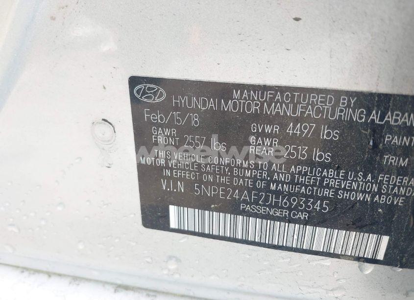 Photo 9 of 2018 Hyundai Sonata SE (VIN 5NPE24AF2JH693345)
