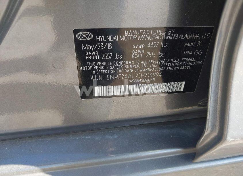 Photo 9 of 2018 Hyundai Sonata SE (VIN 5NPE24AF2JH716994)
