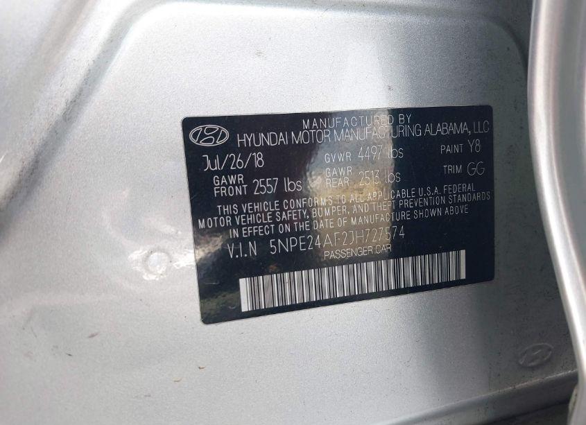 Photo 9 of 2018 Hyundai Sonata SE (VIN 5NPE24AF2JH727574)