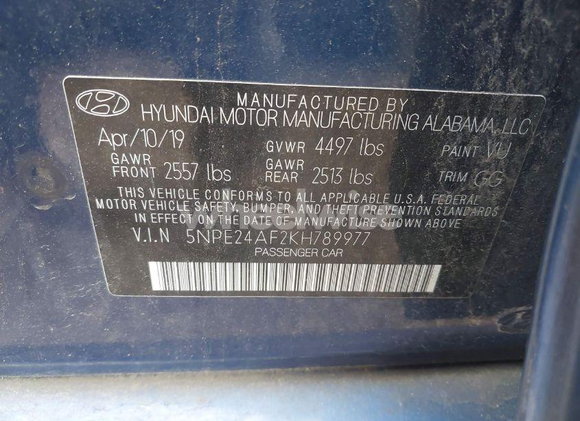 Photo 9 of 2019 Hyundai Sonata SE (VIN 5NPE24AF2KH789977)