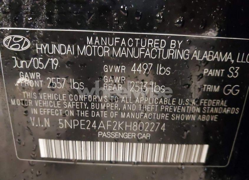 Photo 9 of 2019 Hyundai Sonata SE (VIN 5NPE24AF2KH802274)