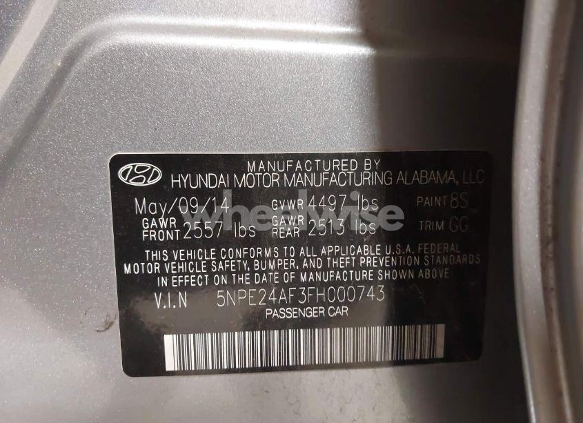 Photo 9 of 2015 Hyundai Sonata SE (VIN 5NPE24AF3FH000743)