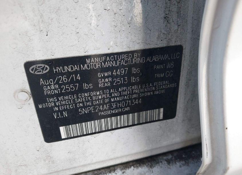 Photo 9 of 2015 Hyundai Sonata SE (VIN 5NPE24AF3FH071344)