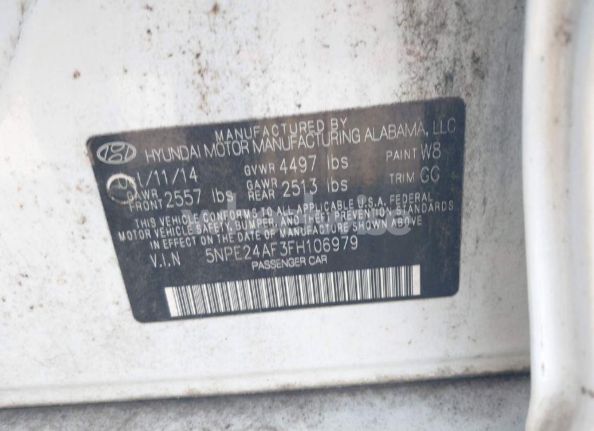 Photo 9 of 2015 Hyundai Sonata SE (VIN 5NPE24AF3FH106979)