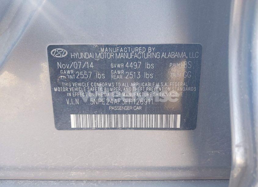 Photo 9 of 2015 Hyundai Sonata SE (VIN 5NPE24AF3FH126911)