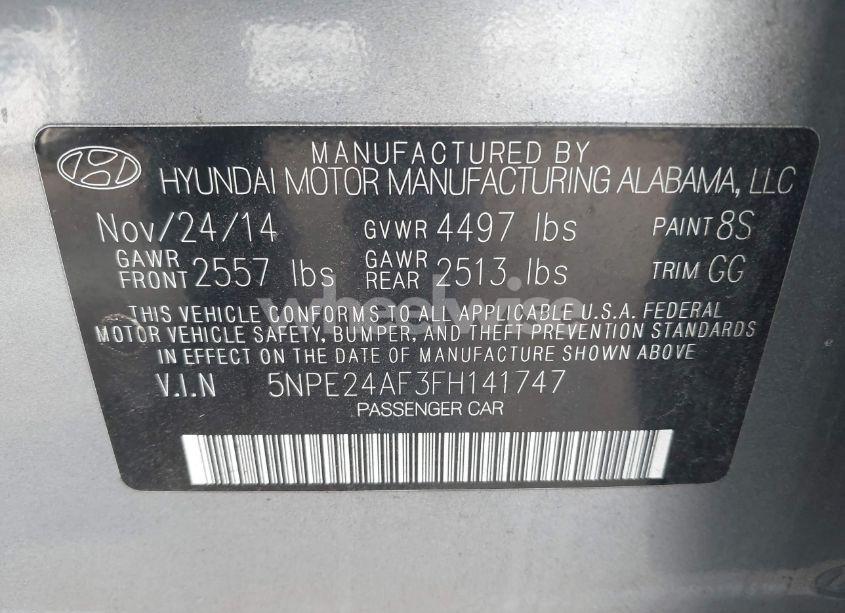 Photo 9 of 2015 Hyundai Sonata SE (VIN 5NPE24AF3FH141747)