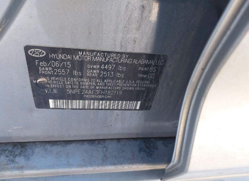 Photo 9 of 2015 Hyundai Sonata SE (VIN 5NPE24AF3FH182119)