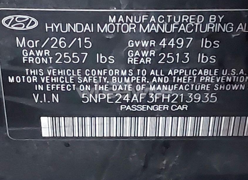 Photo 9 of 2015 Hyundai Sonata SE (VIN 5NPE24AF3FH213935)